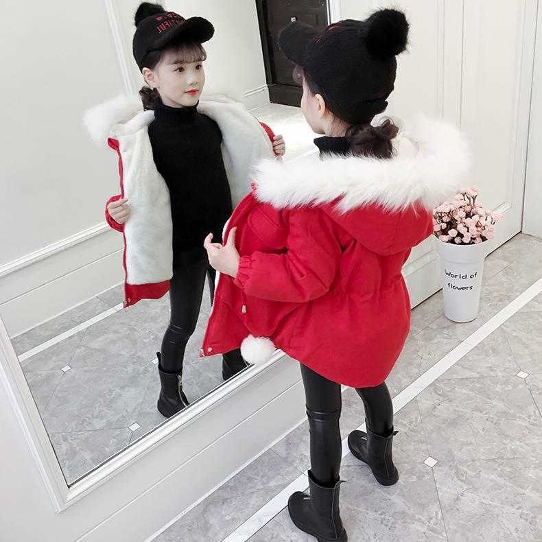 Girls Jacket Winter Cotton Jacket Hooded Coats for Girls Kids Outerwear Christmas Present