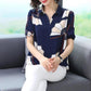 Women's Summer Chiffon Shirt T-shirt Loose Top Short-sleeved V-neck Shirt