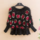 Fall/winter Women Crocheted Knit Jumper Short Pullover Batwing Sweater  Round Neck Mohair Sweater Outwear