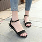 Summer Simple Open-toe Sandals Korean Rhinestones Flat-bottomed Low-heeled Sandal One Word Buckle Wear-resistant All-match Simple Sandals