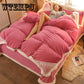 Bedding Set Pink Plush Winter Duvet Cover King Queen Size Quilt Cover Set Comforter Cover
