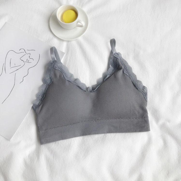 Korean Version Pure Desire Style Lace Bra No Steel Ring Wrapped Chest Anti Light Hanging Belt Bottomed Vest Bra