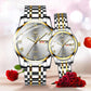 Couple Waterproof Steel Strap Dual Calendar Round Dial Quartz Watch High-end Men Women Jewelry Watch