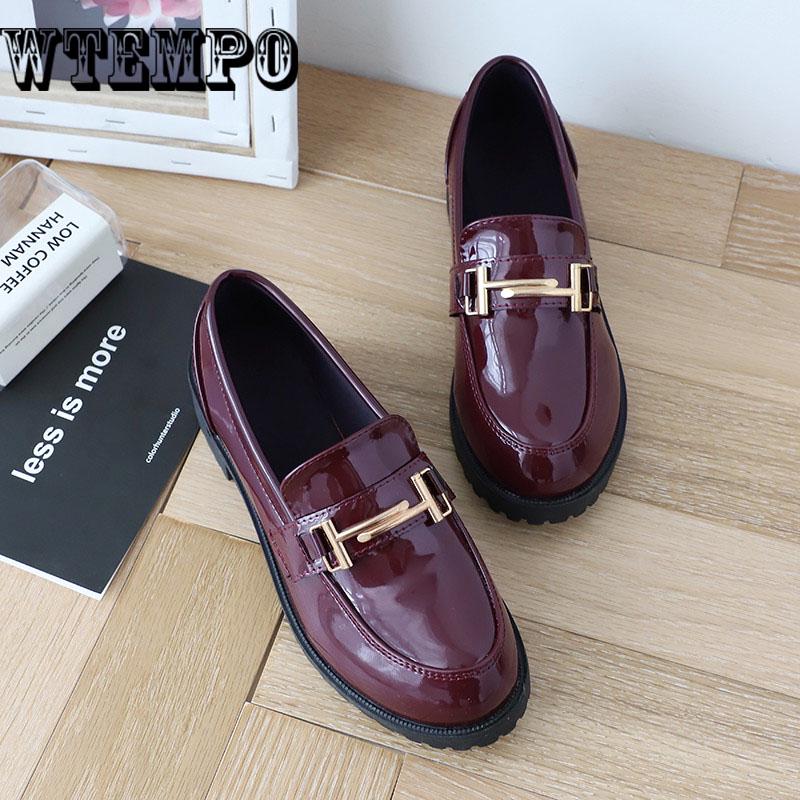 Metal Buckle Decoration Oxford Shoes Woman Patent Leather Moccasins Flats Ladies Casual Loafers
