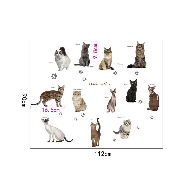 [sticker ]Diy Cut 12 Cats Wall Stickers For Kids Rooms Nursery Boy Girl Baby Bedroom Decoration Art