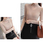 Autumn and Winter Hollow V-neck Sweater Long-sleeved Slim Pullover Bottoming Shirt Fashion Knitted Women's Top