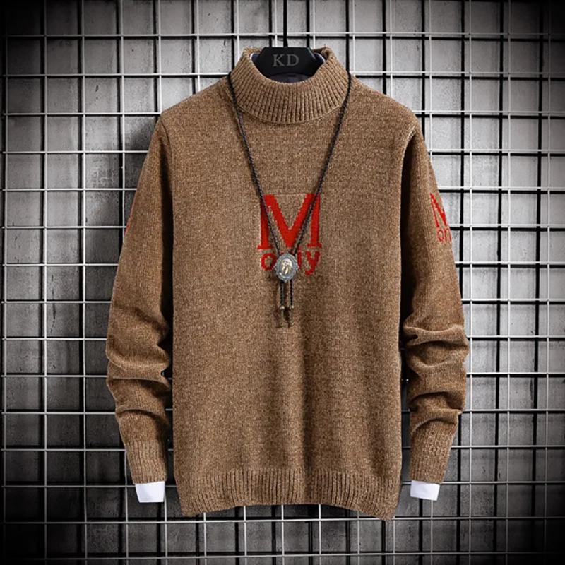 Autumn and Winter Sweater Men's Fashion Handsome Round Neck Sweatshirts Korean Version of The Trend Plus Velvet Thick Sweater