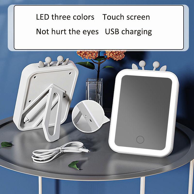 3-layer Lighting LED Makeup Mirror USB Touch Screen Foldable Portable Long-lasting Battery Life