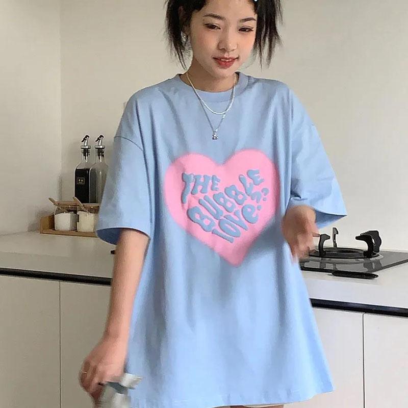 Women's Summer Versatile Printed Short Sleeve Large Size Loose Top T-Shirt