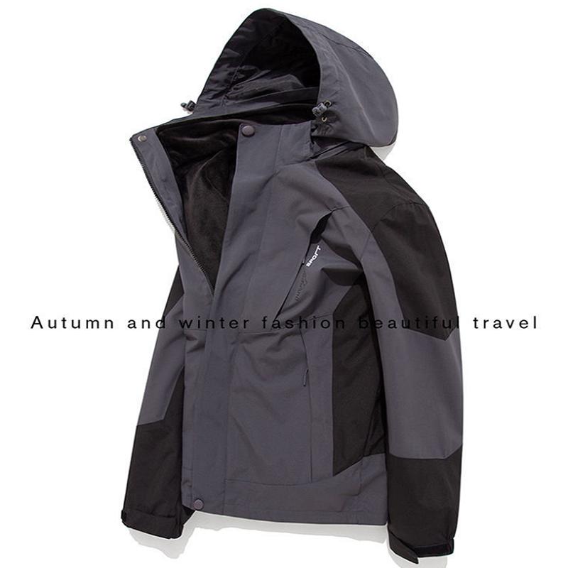Jackets for Men and Women Three-in-one Detachable Two-piece Outdoor Sports Windbreaker Jacket Loose Large Size Outdoor Warm Jacket
