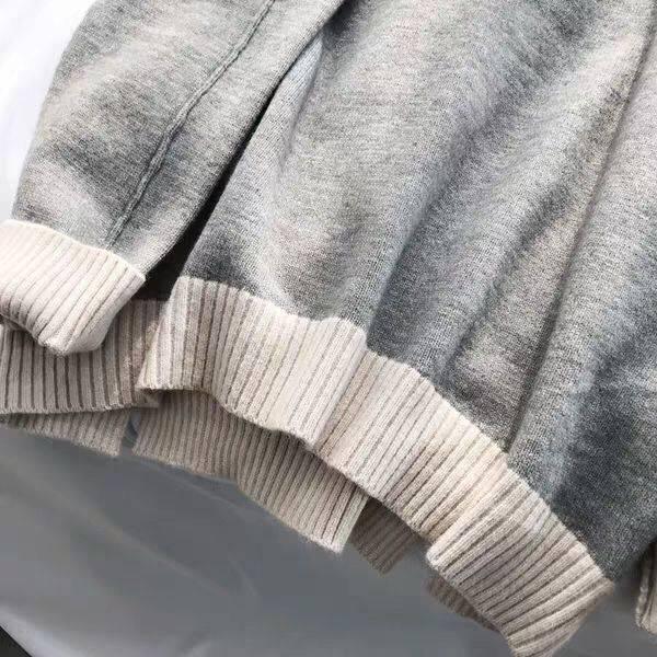 Pofulove High-neck Sweater Women Loose Thickened Pullover Color Matching Autumn Winter Sweater