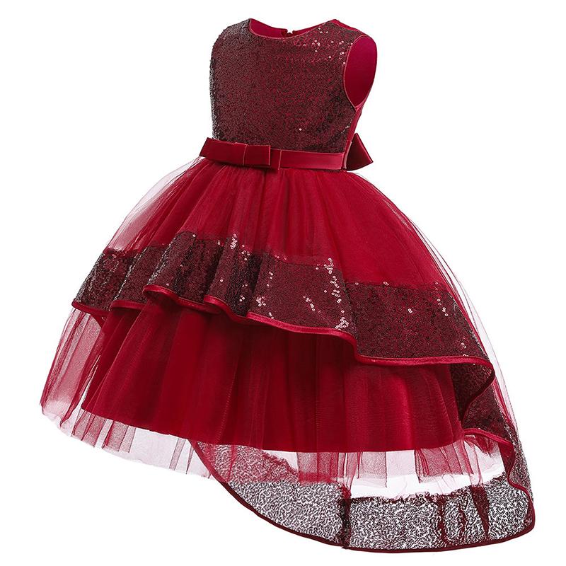 SHINA Girls Fashion Princess Dress Children Splicing of Sequins Sleeveless Wedding Events Clothing