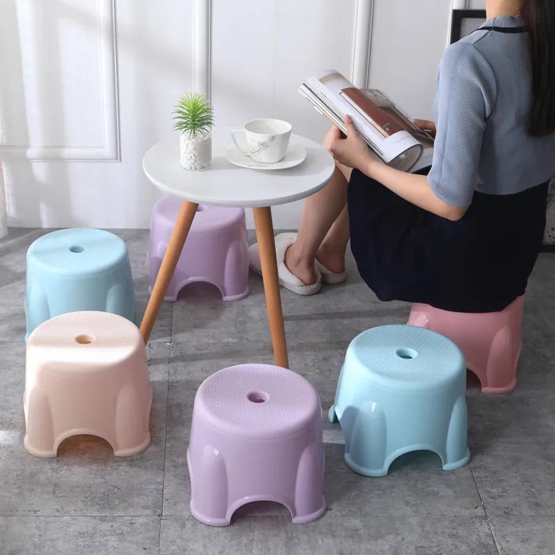 Lightweight Plastic Stool Household Thickened Round Bench Shoe Change Seat Portable Low Stool Stackable