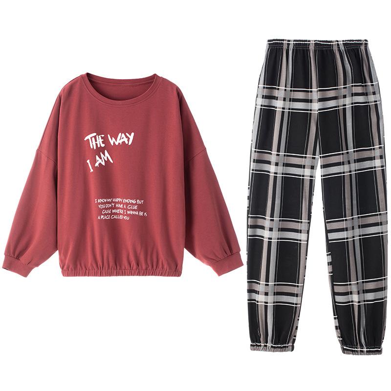 Women's Pajamas Set Cotton Sleepwear Suit Long Sleeve Pyjamas Loose Casual Home Wear Spring Autumn Tops and Pants Sets Cartoon Cute