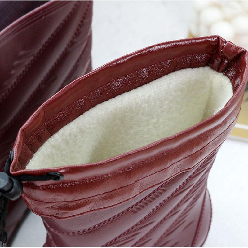 Women's Winter Plus Velvet Warm Cotton Shoes Removable Fleece for Mid-tube Warm Non-slip Waterproof Boots