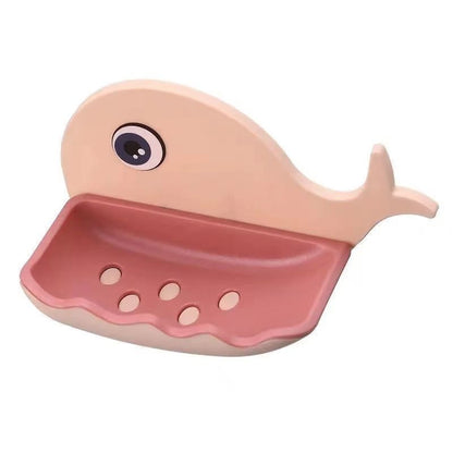 Bathroom Little Whale Soap Box Soap Box Free Perforated Wall-mounted Suction Cup Toilet Rack Drain Household