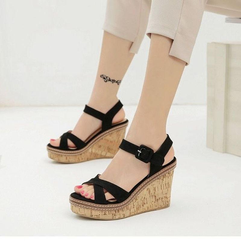 Women's Summer Sandals Korean All-match Thick-soled Platform Shoes Wedge-heeled Open-toe High-heeled Sandals Comfortable Casual Sandals