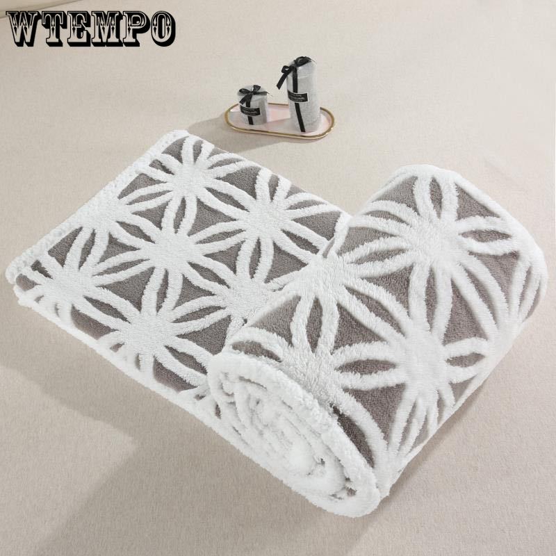 Bed Bedspread Winter Warmth Thickening Three-dimensional Double Layer Comfort Cotton Wool Jacquard Blanket Lamb Wool Blanket Home Textile Bedspread