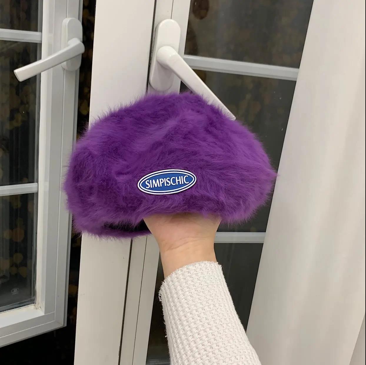 Winter Korean Fashion Sweet Rabbit Fur Beret Hat Women's British All-match Painter Hat