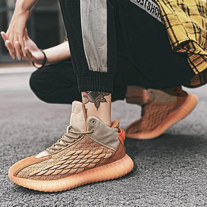 Men's Coconut Shoes Autumn Korean Version All-match High-top Shoes Boys Sports Shoes Students Casual Shoes Fitness Shoes Mesh Shoes