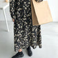 French Temperament Retro V-neck Floral Skirt Female Spring Summer Waist Thinner Over The Knee Chiffon Dress