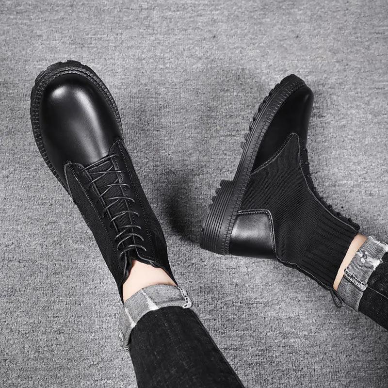Summer Men's Martin Boots Boys British Style Mesh Boots Men's High-top Shoes