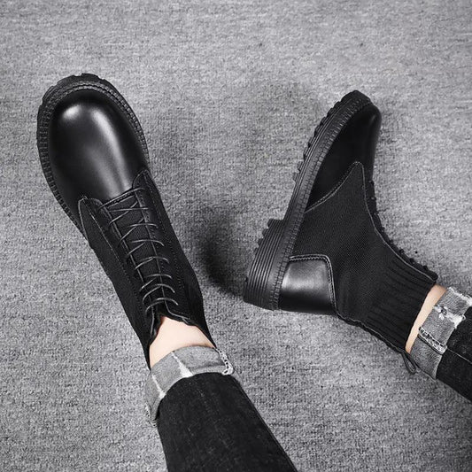 Summer Men's Martin Boots Boys British Style Mesh Boots Men's High-top Shoes