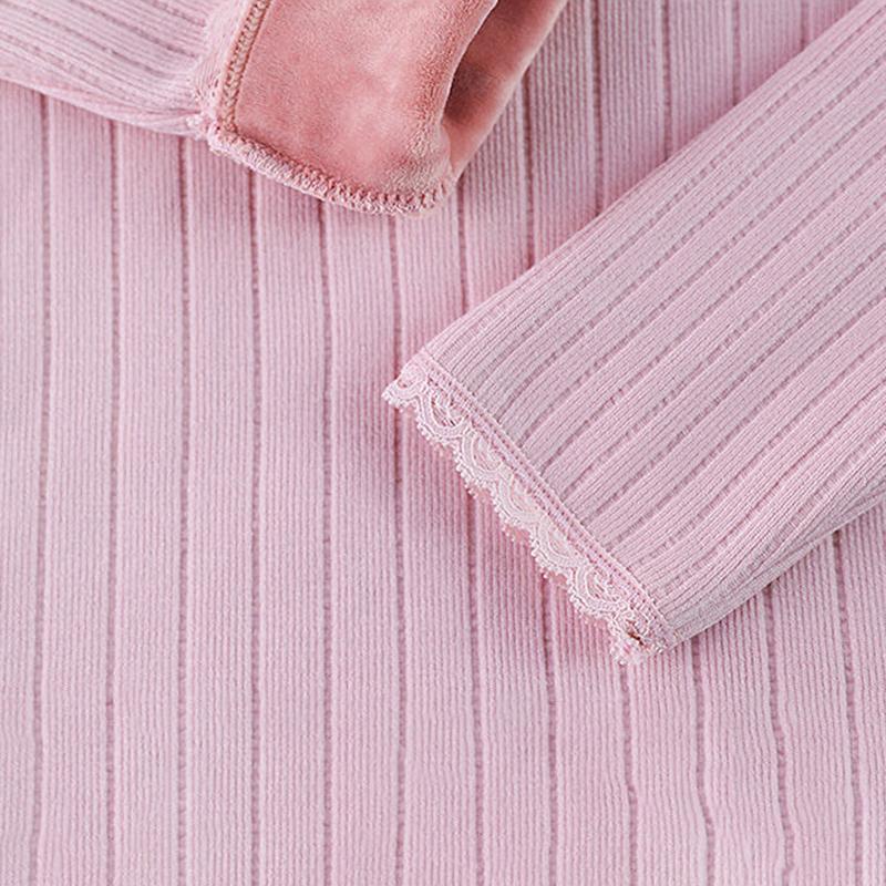 Women Winter Autumn Thermal Underwear Plus Velvet O-neck Female Tight Suit Thicken Windproof Comfortable Soft Lining Long Sleeve High Elasticity Slim