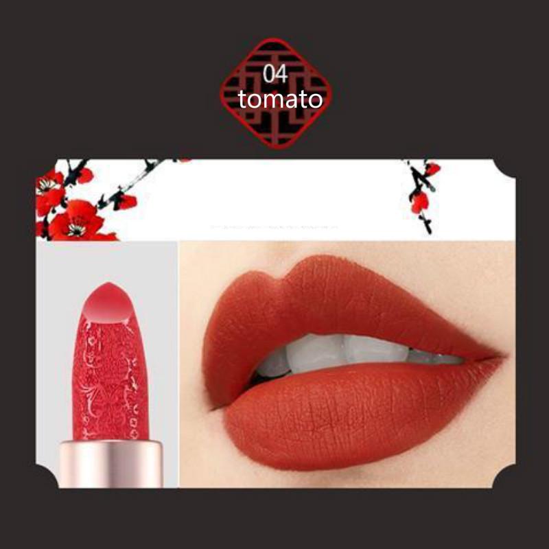 Velvet matte lipstick carved lip balm modern gold ong lasting waterproof orange red lipstick