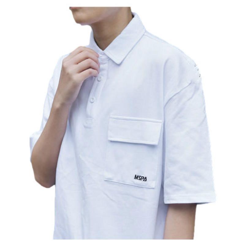 Embroidered Pocket  Shirt Tooling Loose Lapel College Style Casual All-match Short-sleeved T-shirt