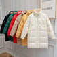 Mid-length Down Jacket Women Winter Korean Version of Loose Stand-up Collar Shiny Down Jacket Bread Suit Jacket