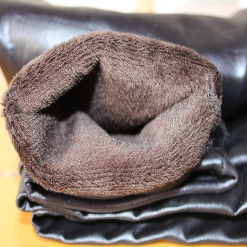 Large Size Faux Leather Pants Fashion High Waist Slimming Warm Pants Plus Velvet Thickening Women's Winter Leggings