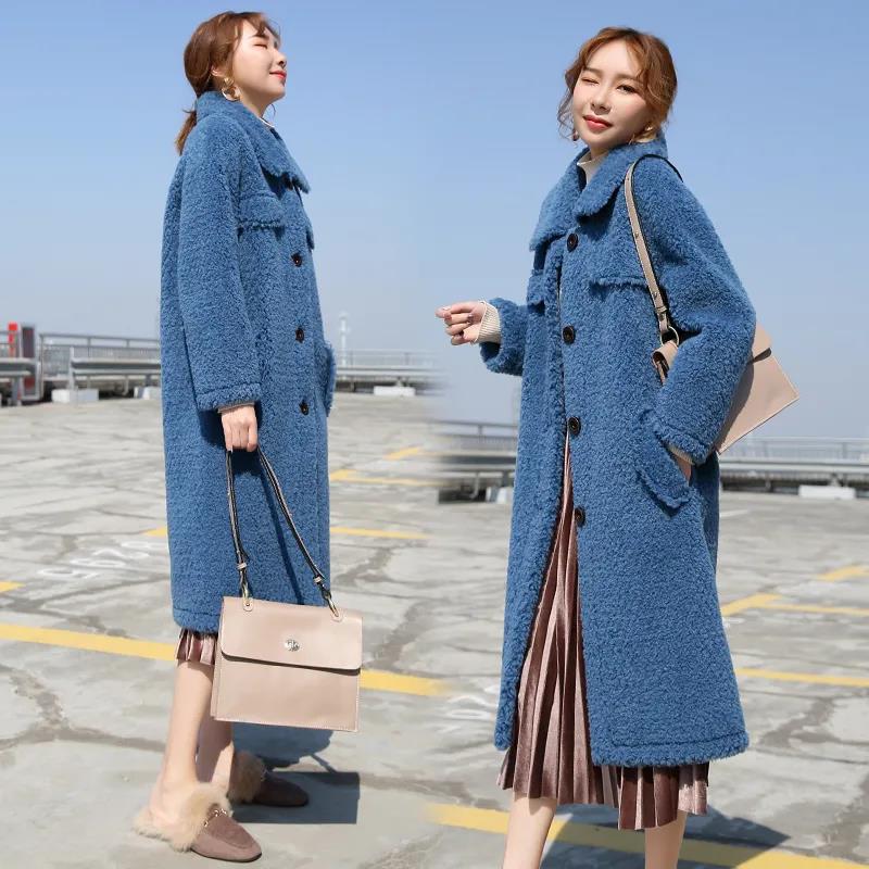 Lamb Wool Coat Women's Winter Thickening and Velvet Fashion Loose Coat Mid-length Faux Wool Fur Coat