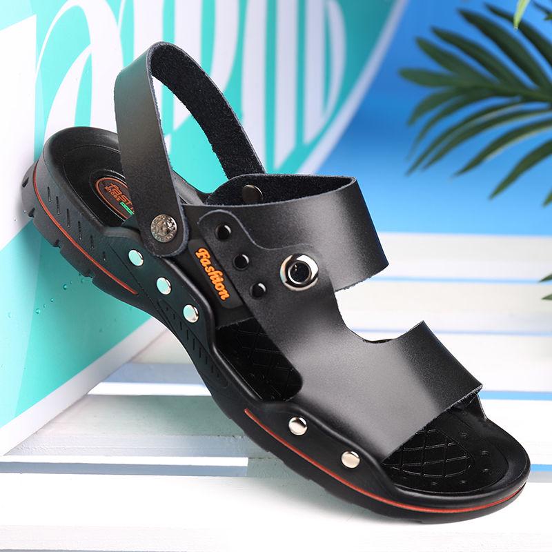 Beach Shoes Men's Sandals Trend Sandals Summer Non-slip Leather Soft Sole Dual-purpose Casual Shoes