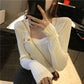Spring and Autumn All-match Tight Top with Sexy Knit Bottoming Shirt Fashionable Slim Female Top