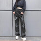 Butterfly Print Straight-leg Jeans Vintage Jeans Loose Streetwear Women's High-waisted Slim and Versatile Drape Loose Mopping Casual Pants
