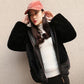 Fall/winter Hooded Pocket Sweater Loose Long-sleeved Furry Coat Solid Color Zipper Non-fading Top
