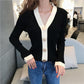 Spring Warm Short Knit Single-breasted Long-sleeved Cardigan Soft V-neck Sweater Coat Women