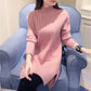 Large Size Half Turtleneck Sweater Loose Knit Bottoming Shirt Mid-length Fashion Casual Dress