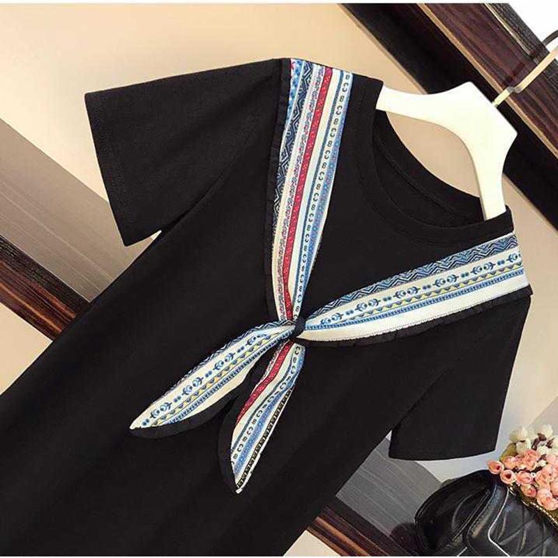 Sailor Collar Navy Dress Sweet Rufflet Girl Student Knee-length Solid Color Dress Round Neck Short Sleeve