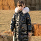 Girls' Warm Down Jacket Mid-length Shiny Winter Dress Thicken Plus Fleece Windproof Jacket