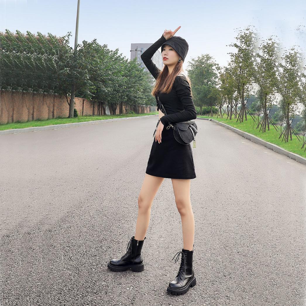 Winter Boots Women Shoes Black Ankle Boots Platform Gothic Booties Leather Fur Boots Plush Warm Botas Fashion Designer