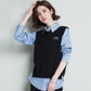 Spring and Autumn Round Neck Knitted Vest Women's Solid Color Halterneck Waistcoat Short Casual Sleeveless Sweater
