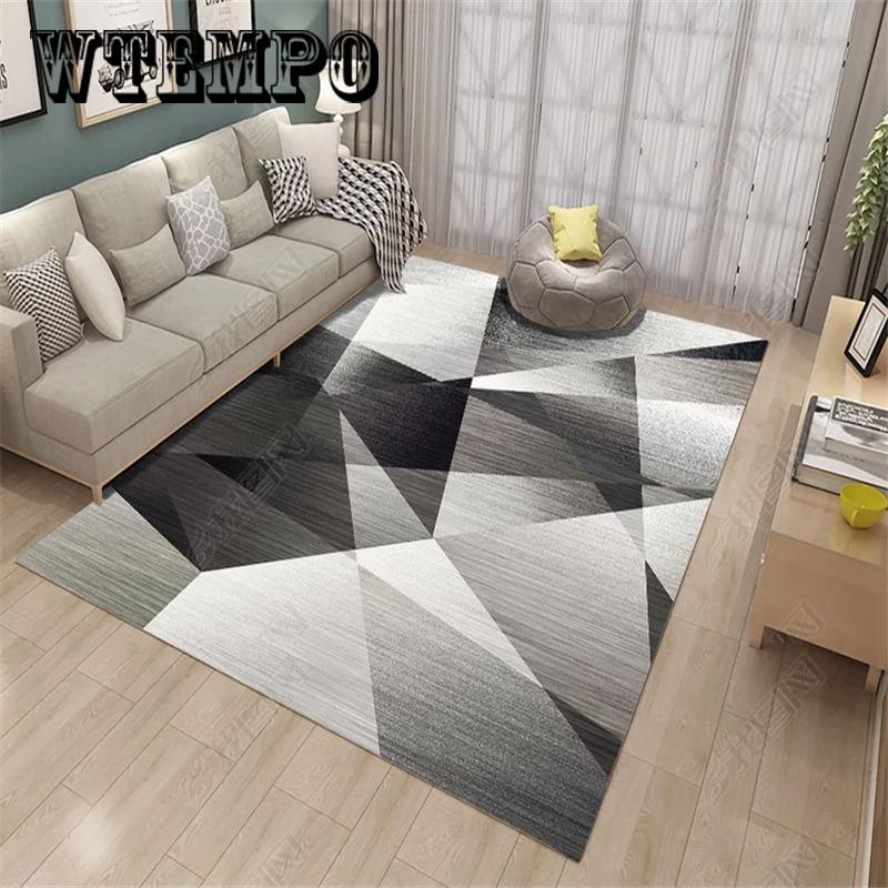 Bedside Carpet Modern Style Geometric Pattern Soft Washable Floor Mat