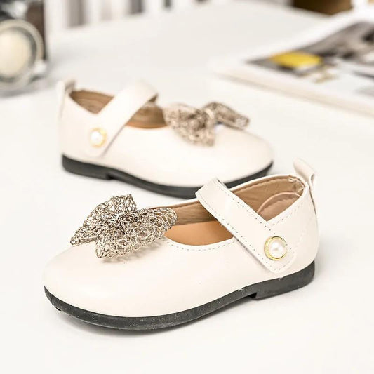 Girls' Small Leather Shoes Spring and Summer Soft Soled Children's Shoes Bowknot Single Shoes Middle Big Girl's Princess Shoes Doudou Shoes
