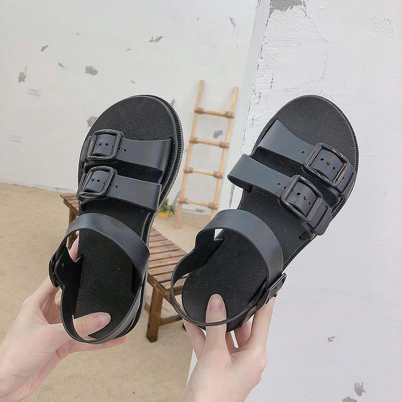 Summer Roman Sandals Wild Ladies Sandals Female Students Flat-bottomed Harajuku Style Beach Sandals Light and Comfortable