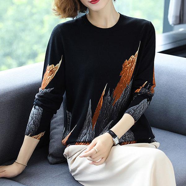 Plus Size Woolen Sweater Women Comfortable High-end Printed Cashmere Sweater Winter Wool Knitted Bottoming Sweater Elastic Jumper Top