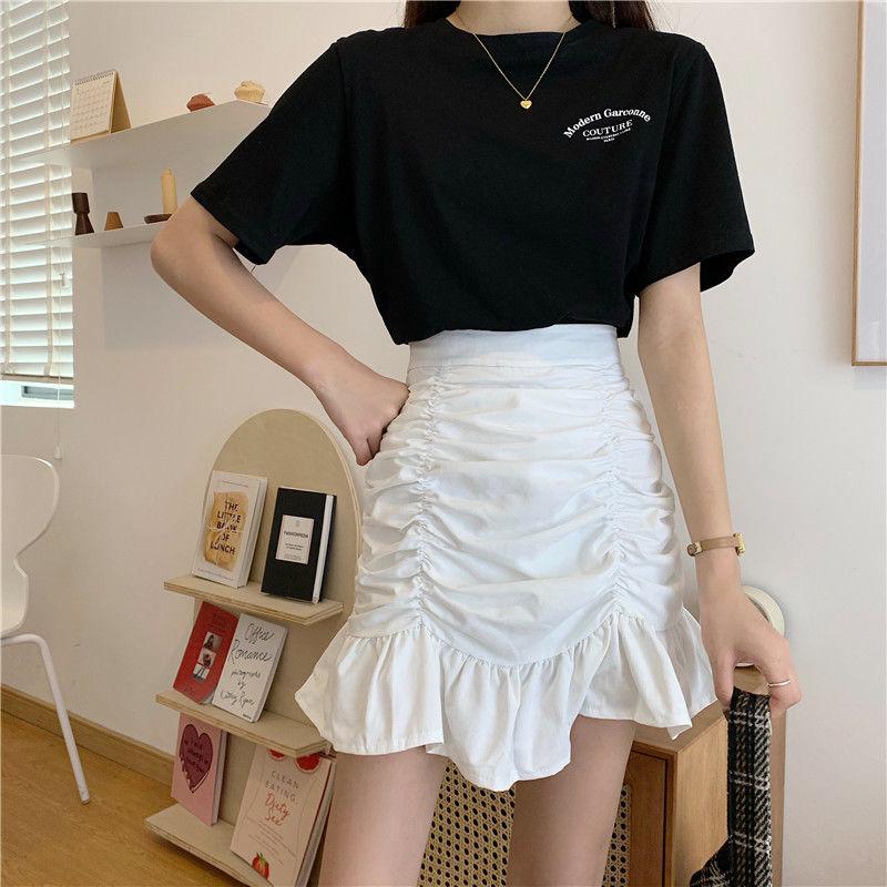 Women Sexy Tight A-line Pleated Skirt High Waist Mermaid Skirt Hip Skirt  Elastic Waist Club Casual Home Office