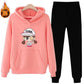 3D Printed Two-piece Casual Plus Fleece Hooded Long-sleeved Hoodie Women's Loose Casual Two-piece Suit Comfortable and Breathable