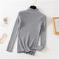 Autumn Winter New Style Half High Neck Knit Sweater with Wooden Ears Long-sleeved Pullover Slim-fit Lace-neck Sweater Women's Bottoming Shirt